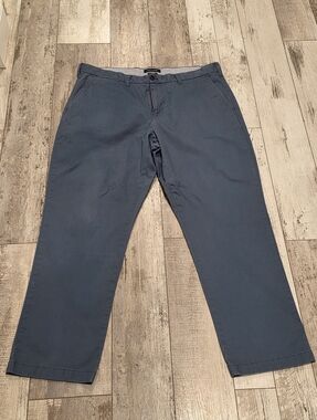 (38x30) Men's Tommy Hilfiger Casual Pants Khaki Blue Cotton Flex Fit Flat Front